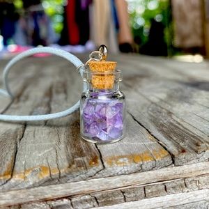 Make A Wish Charm Bottle Necklace - Amethyst